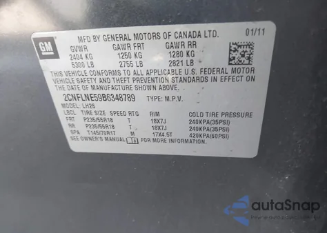 2011 Chevrolet Equinox 2Lt z USA, uszkodzony, nr VIN 2CNFLNE59B6348789